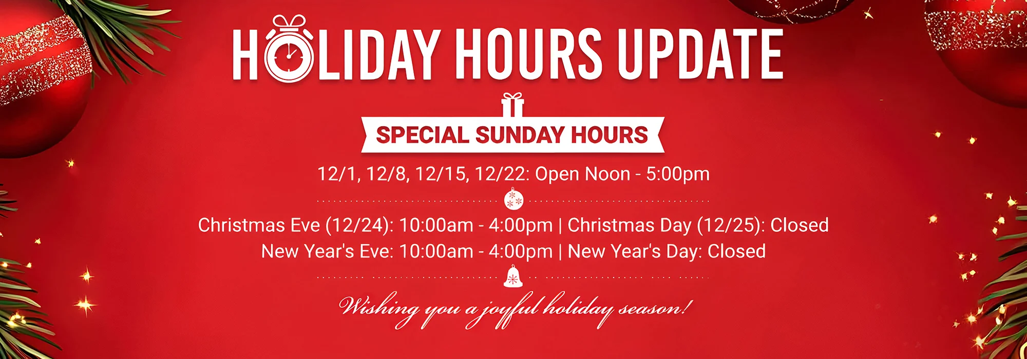 Holiday Hours of A. T. Thomas Jewelers