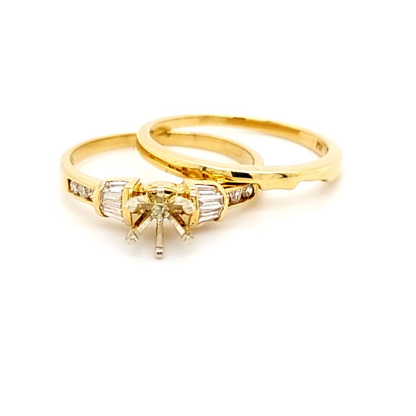 Picture of Yellow Gold Diamond Semi Mount Bridal Set