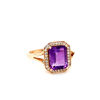 Picture of Rose Gold Emerald Amethyst Diamond Halo Ring