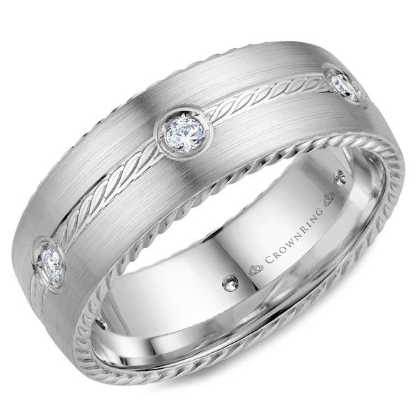 Picture of Rope Detailed Round Diamond Wedding Band