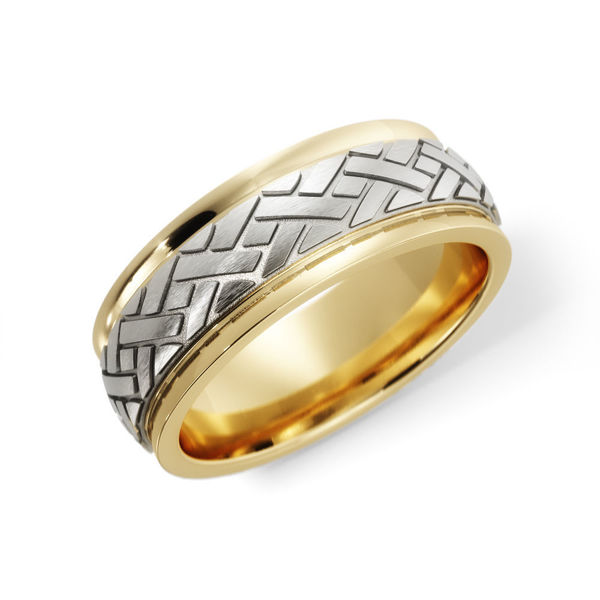 Picture of Criss-Cross Brick Casted Center Men's Wedding Band
