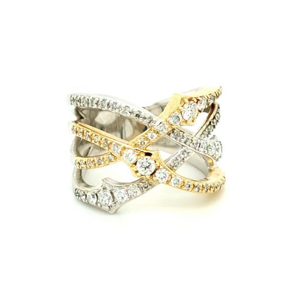 Two Tone Gold Flared Diamond Ring | A. T. Thomas Jewelers | Jewelry ...