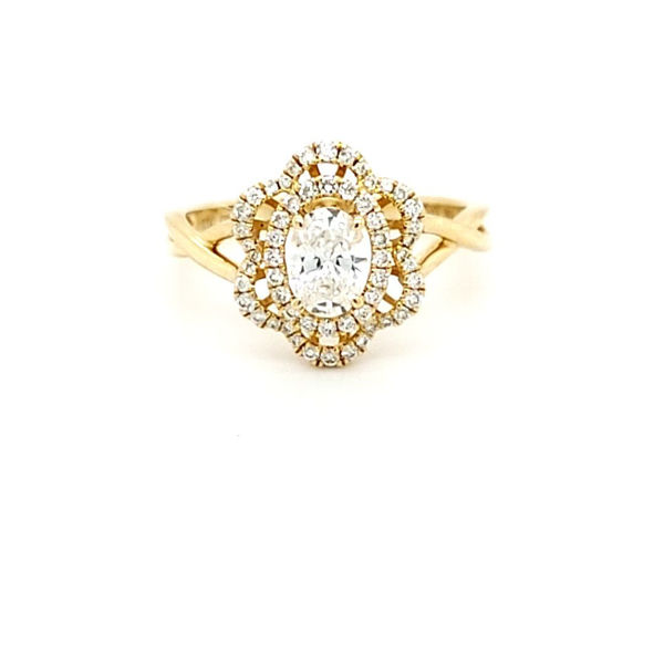 Picture of Yellow Gold Lab Diamond Floral Halo Ring