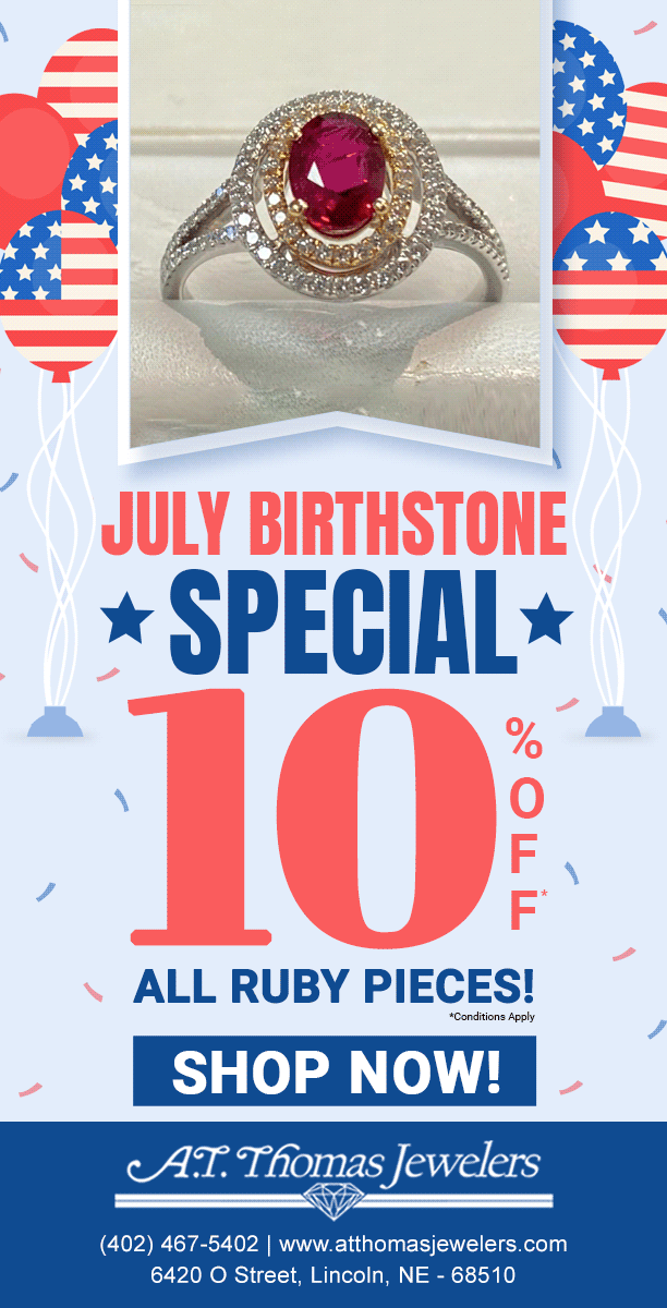 July Birthstone Sale at A.T. Thomas Jewelers
